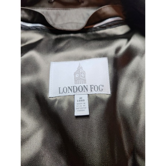 London Fog Classic Double Breasted Trench Coat Men's 42 Long Olive Belted - Picture 4 of 9